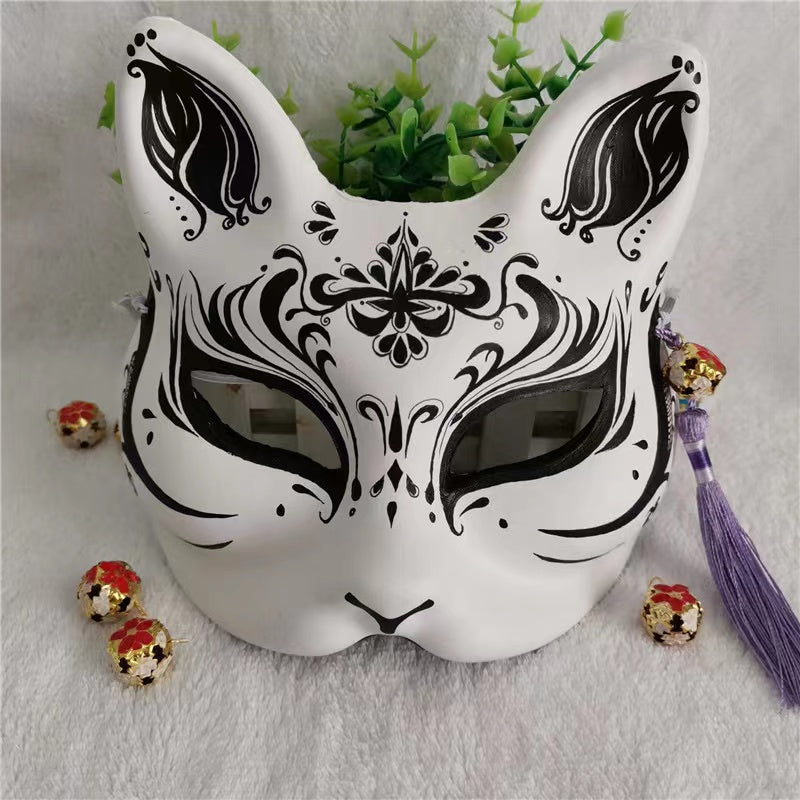 Kitsune Mask,white Full Face Fox Mask,japanese Fox Mask,hand Made Painted  Resin Mask 