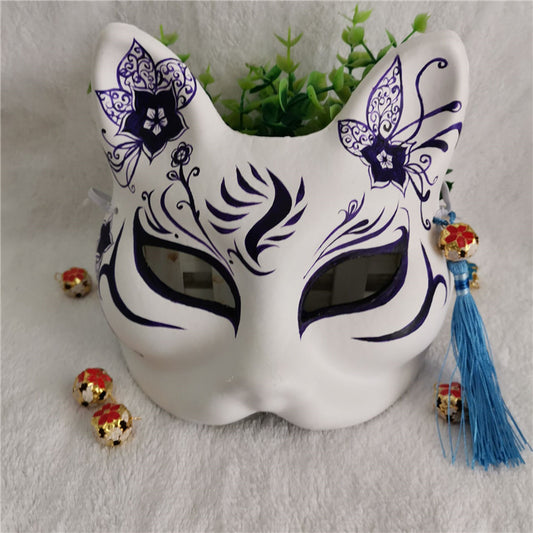 Fox Mask Full Face Kitsune Hand Made Painted Japanese tradition Higo Komendo