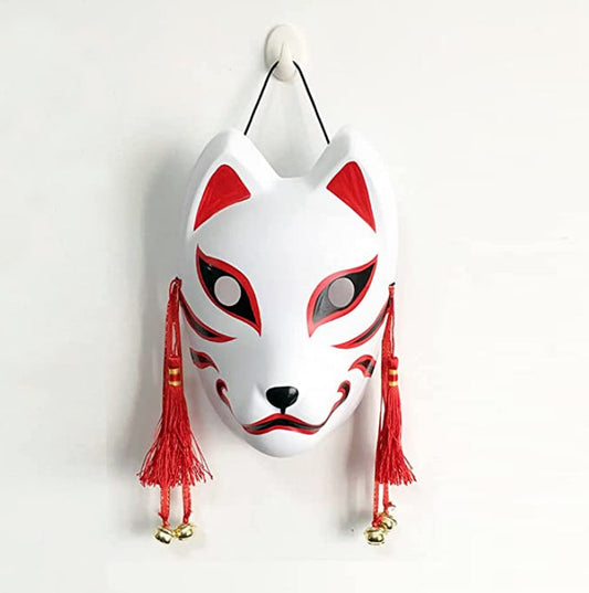 Japanese Kitsune Fox Mask Aesthetic Design Yellow Summer Art Print by  loshimizu